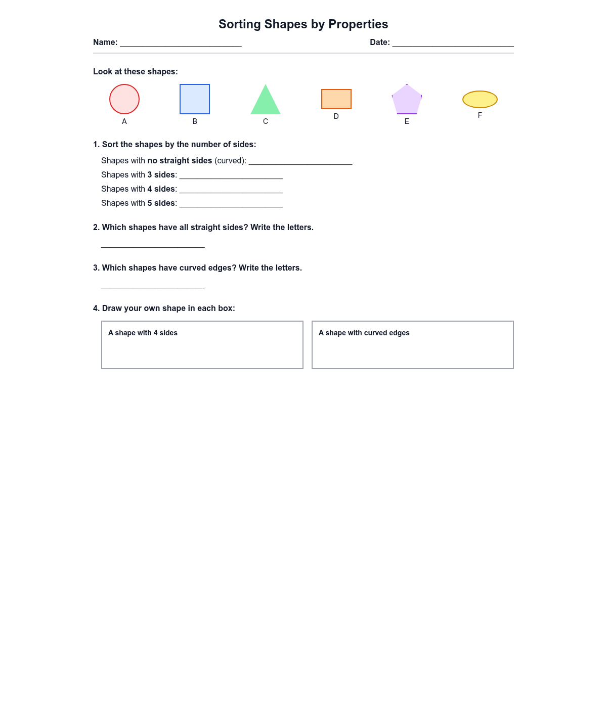 Sorting Shapes by Properties