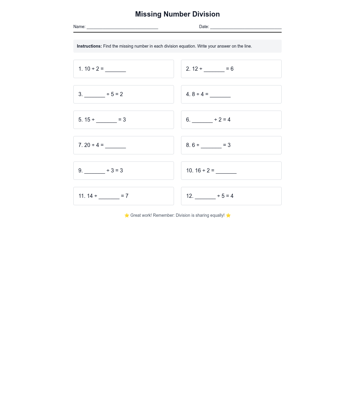 Missing Number Division