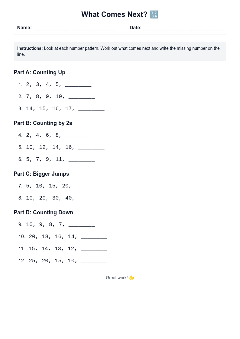 What Comes Next Sequences