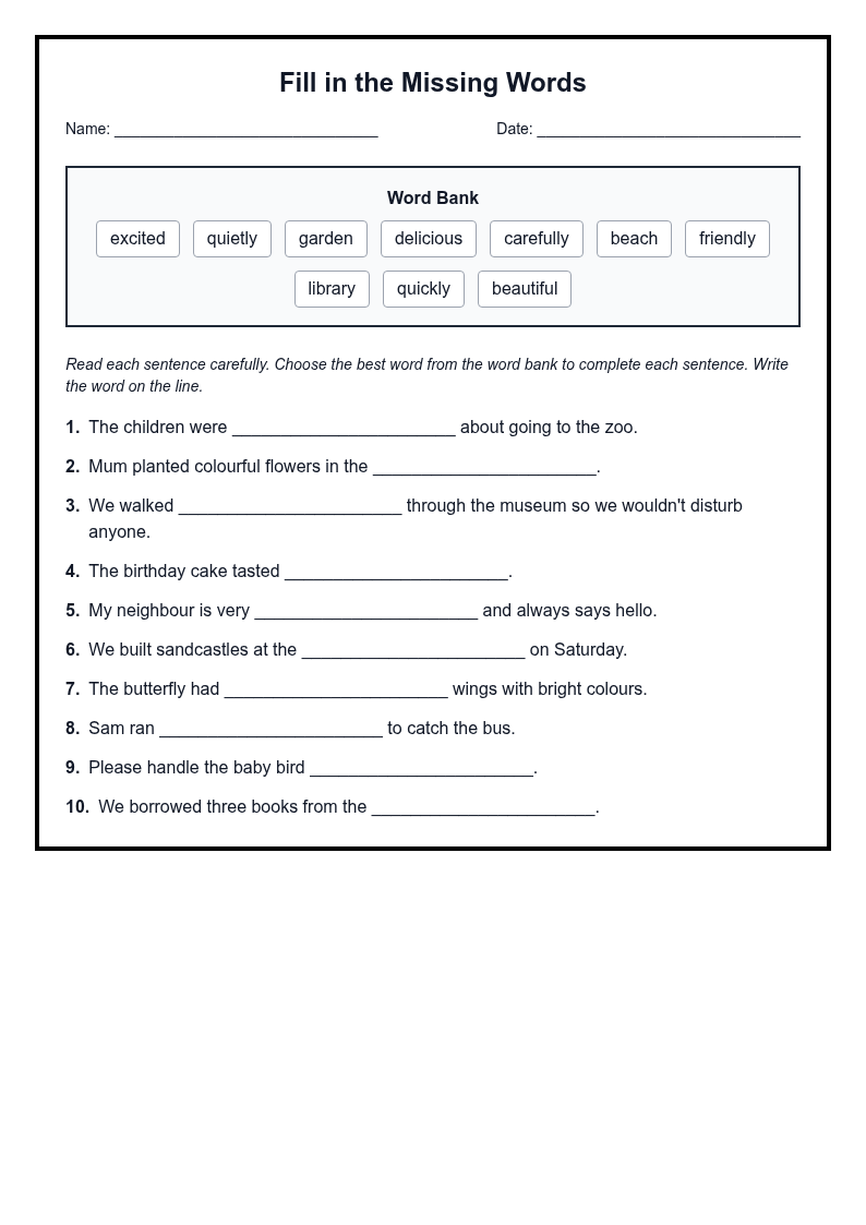 Fill in the Missing Words