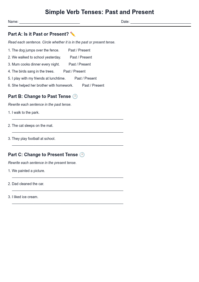 Simple Verb Tenses: Past and Present