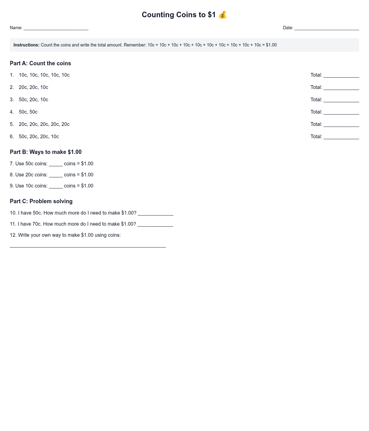 Counting Coins to $1