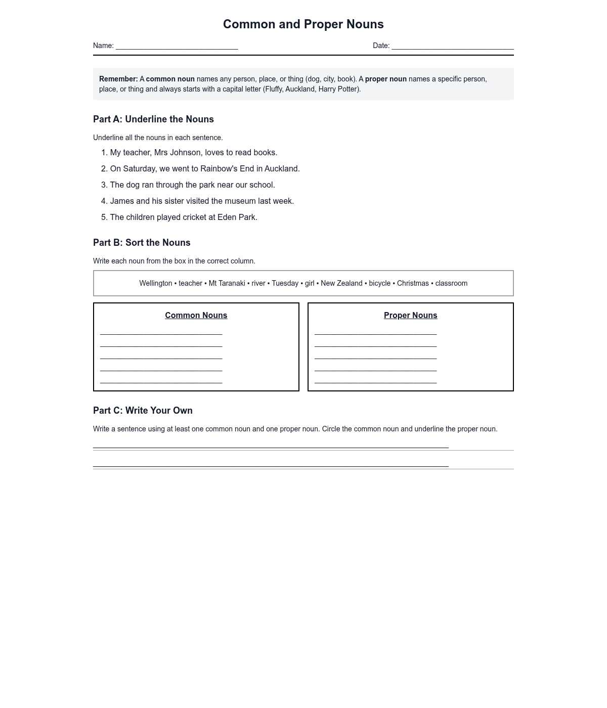 Common and Proper Nouns