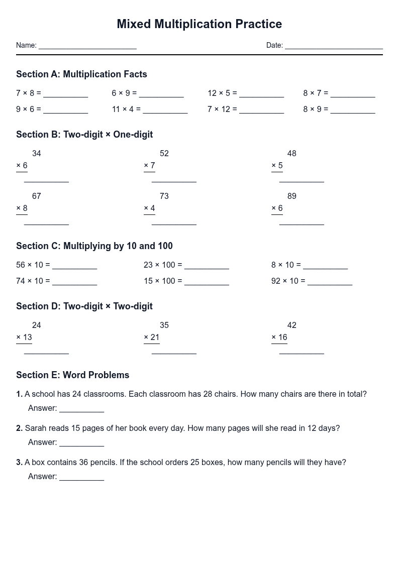 Mixed Multiplication Practice