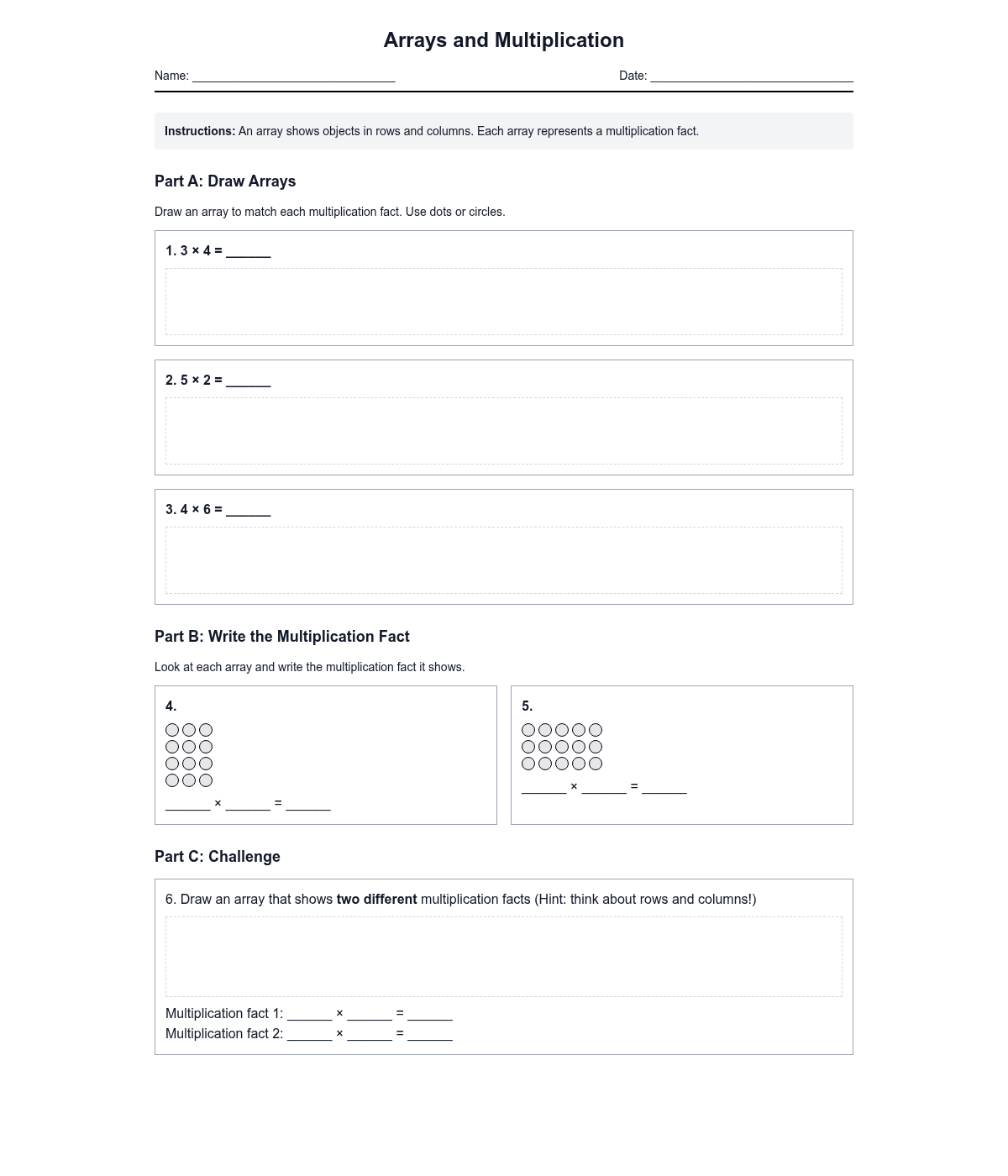 Arrays and Multiplication