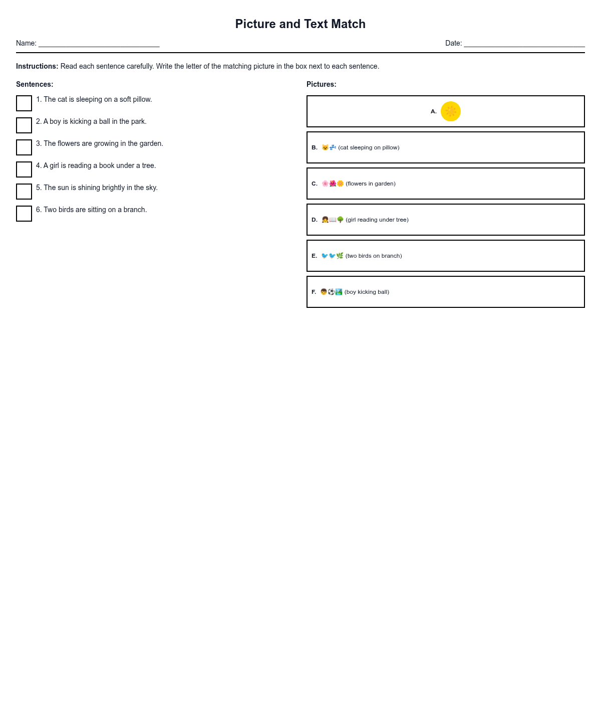 Picture and Text Match