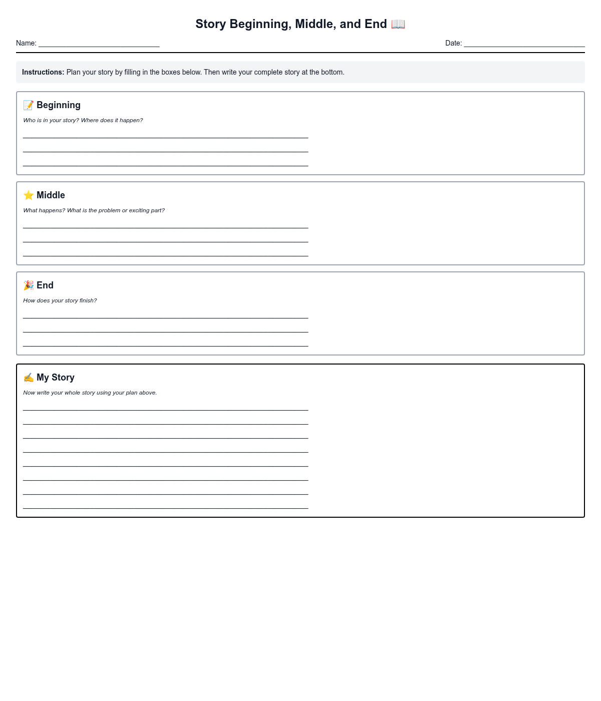 Story Beginning, Middle, and End