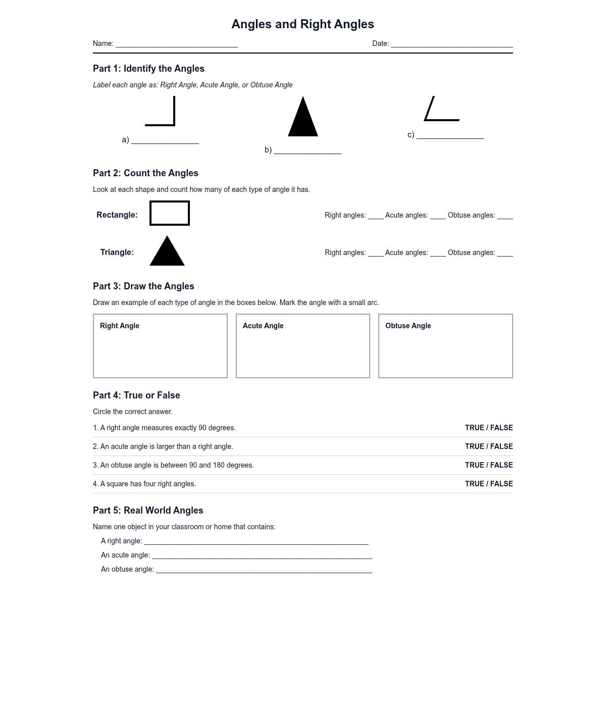 Angles and Right Angles