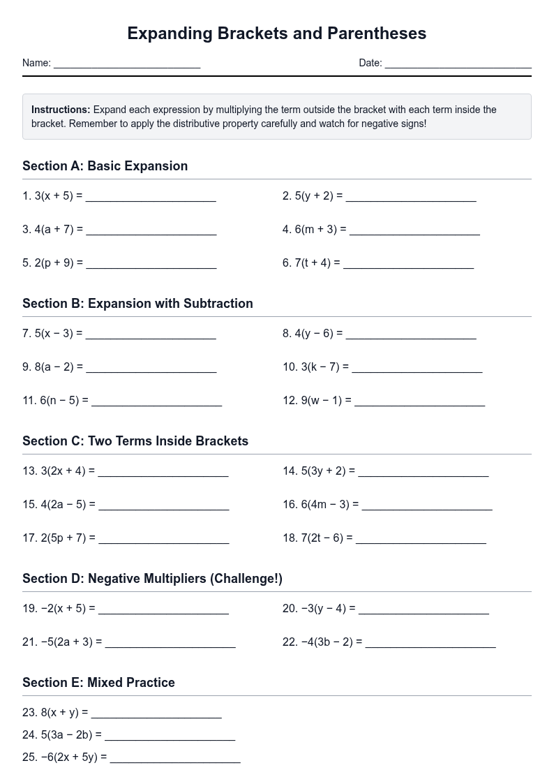 Expanding Brackets and Parentheses