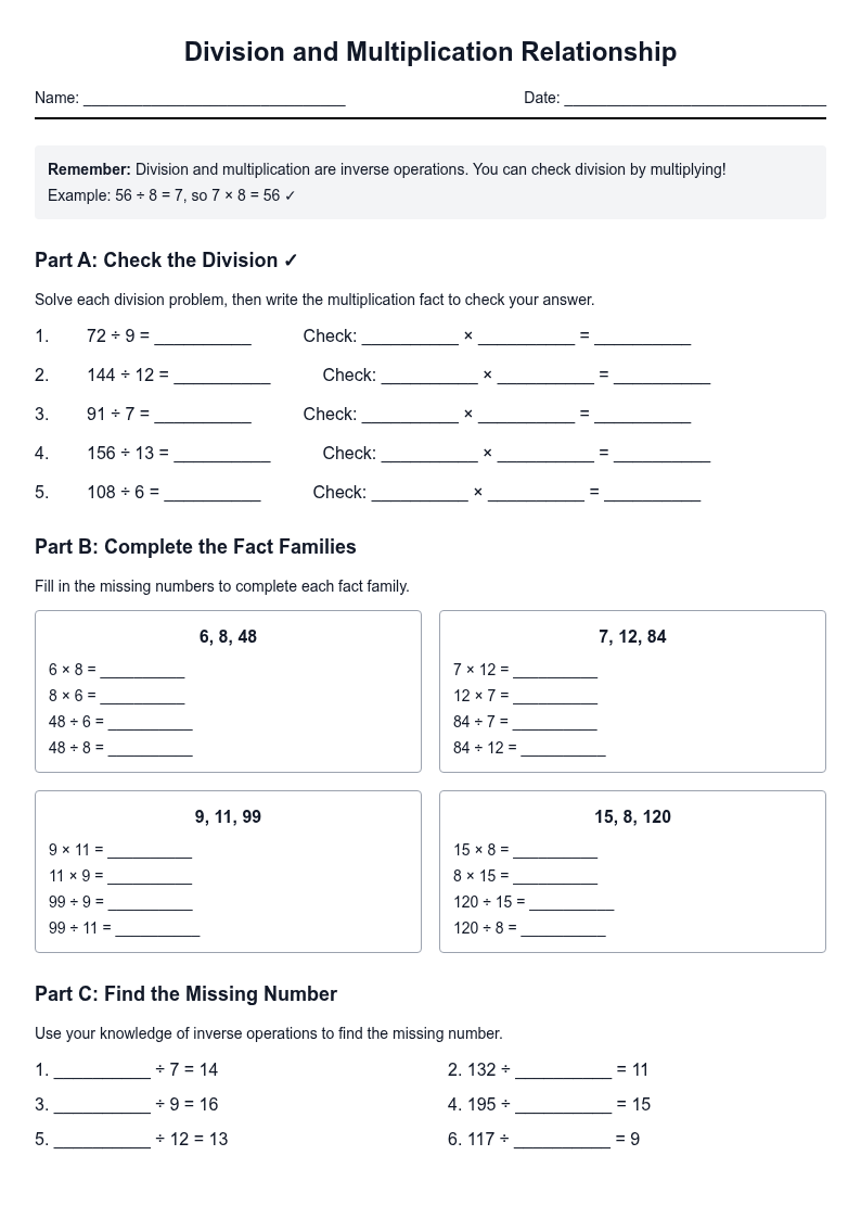Division and Multiplication Relationship