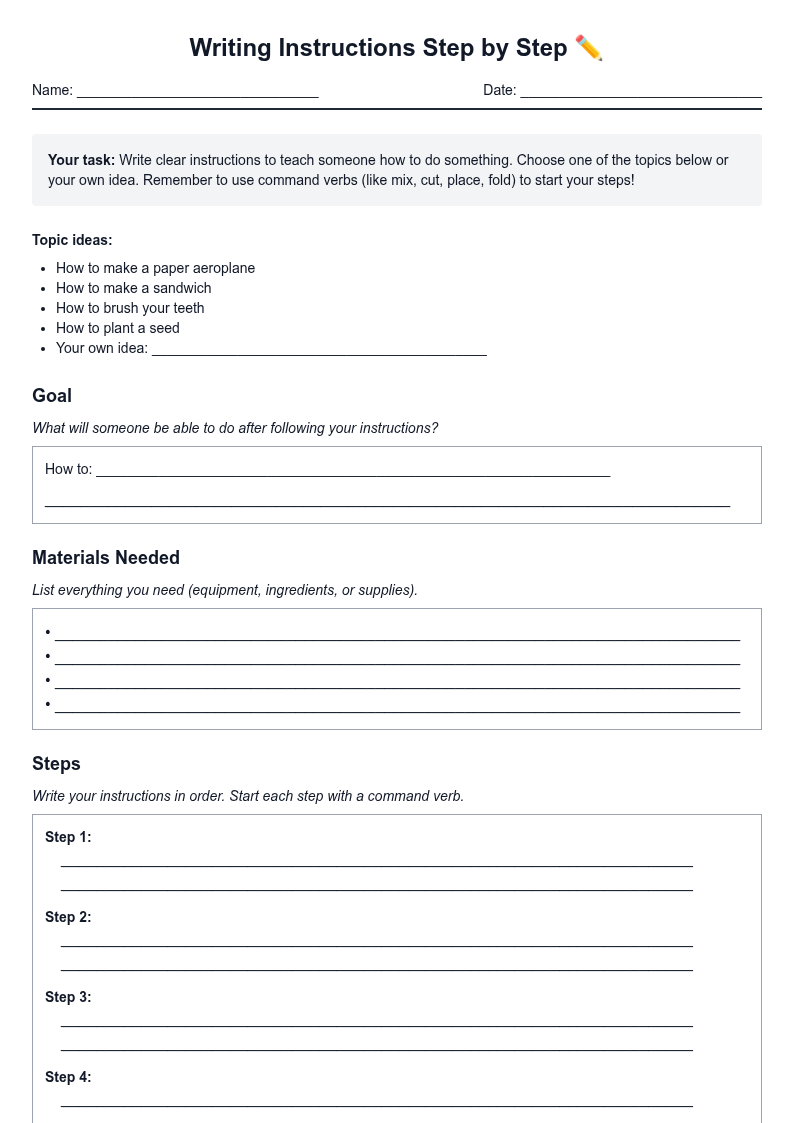 Writing Instructions Step by Step