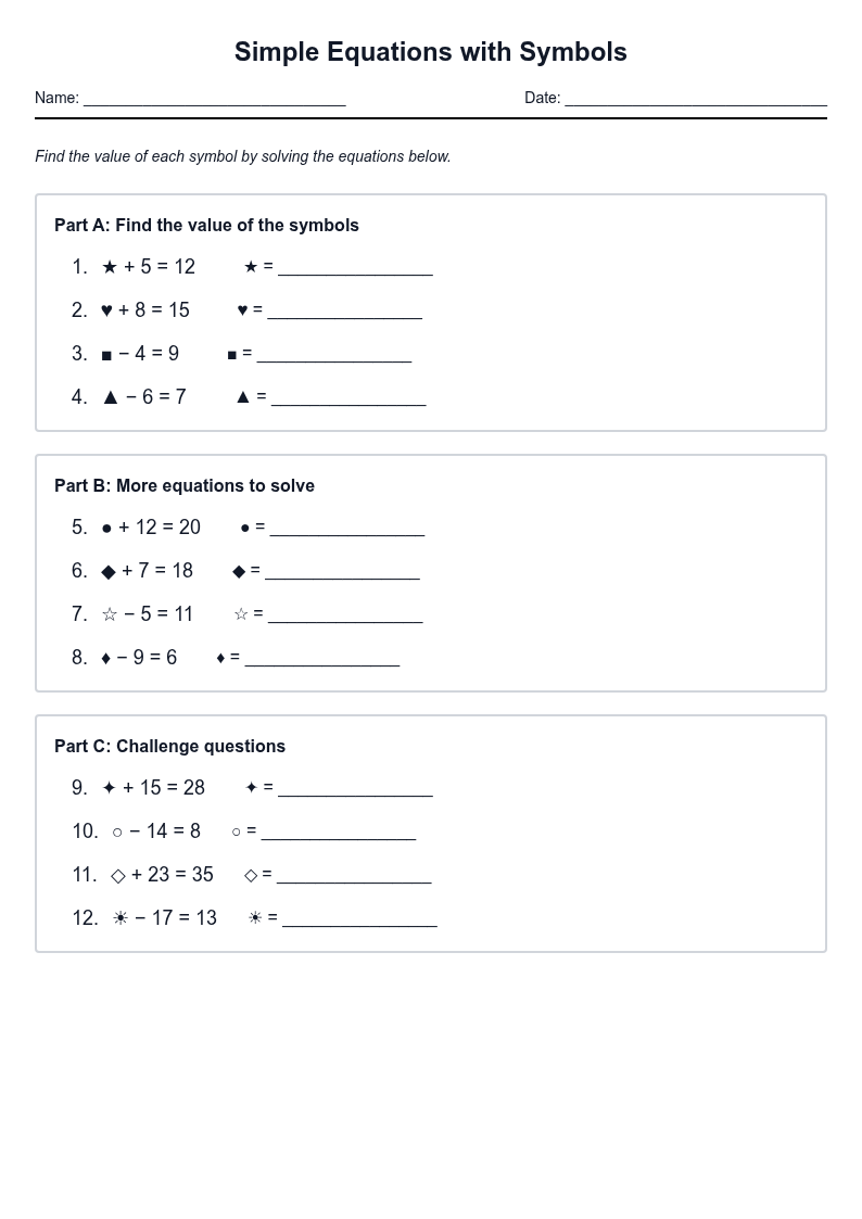 Simple Equations with Symbols