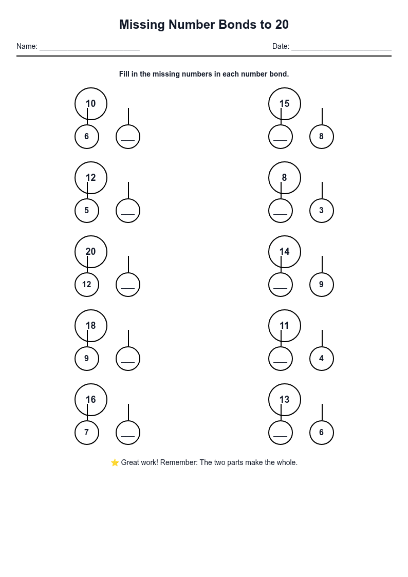 Missing Number Bonds to 20