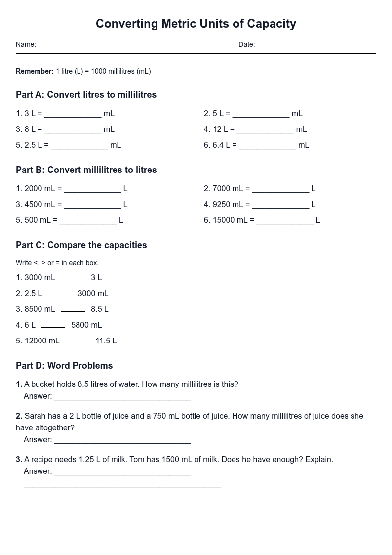Converting Metric Units of Capacity