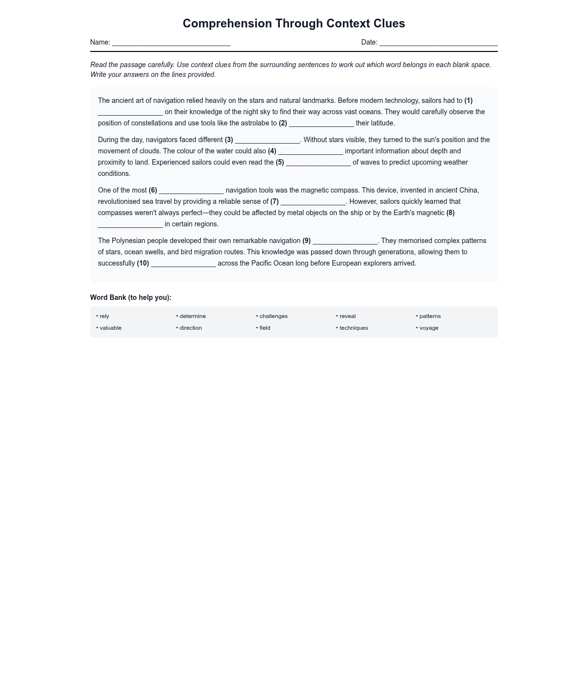 Comprehension Through Context Clues