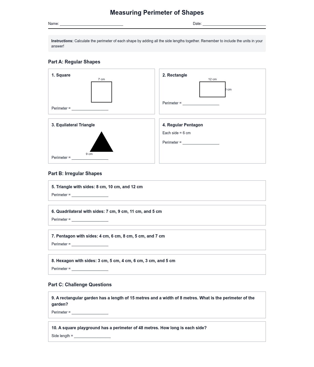 Measuring Perimeter of Shapes