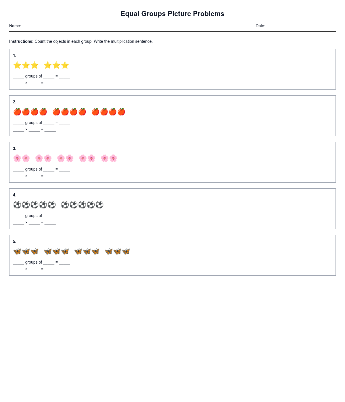 Equal Groups Picture Problems