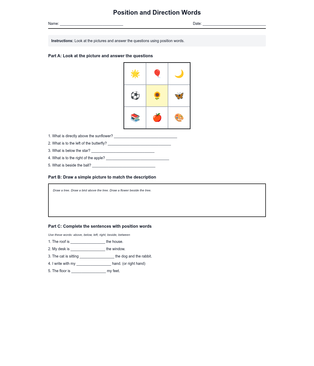 Position and Direction Words
