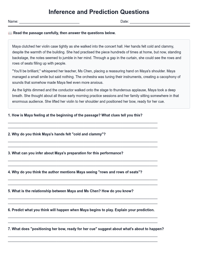 Inference and Prediction Questions