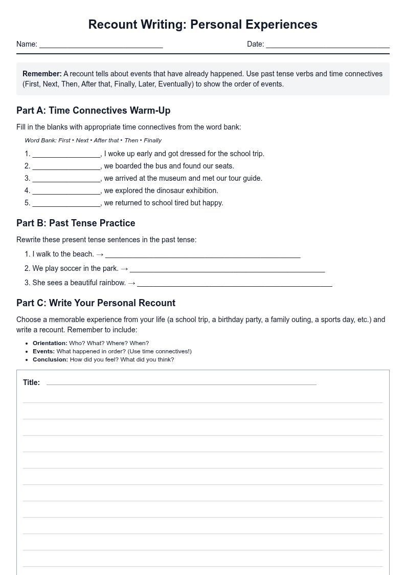 Recount Writing Personal Experiences