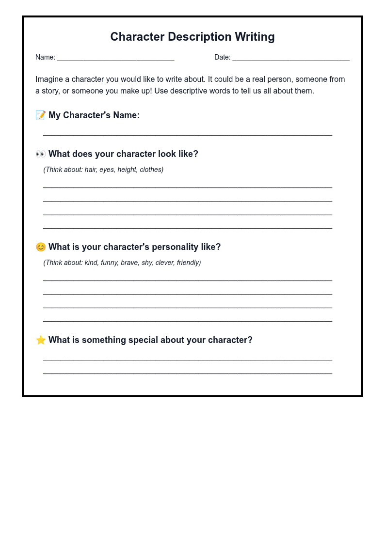 Character Description Writing
