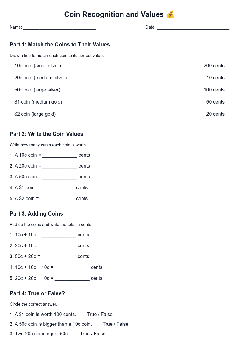 Coin Recognition and Values