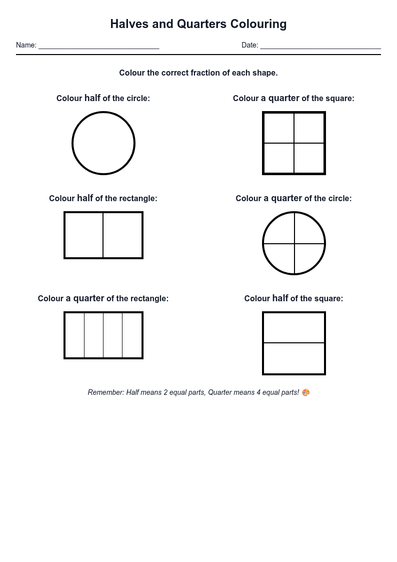 Halves and Quarters Colouring