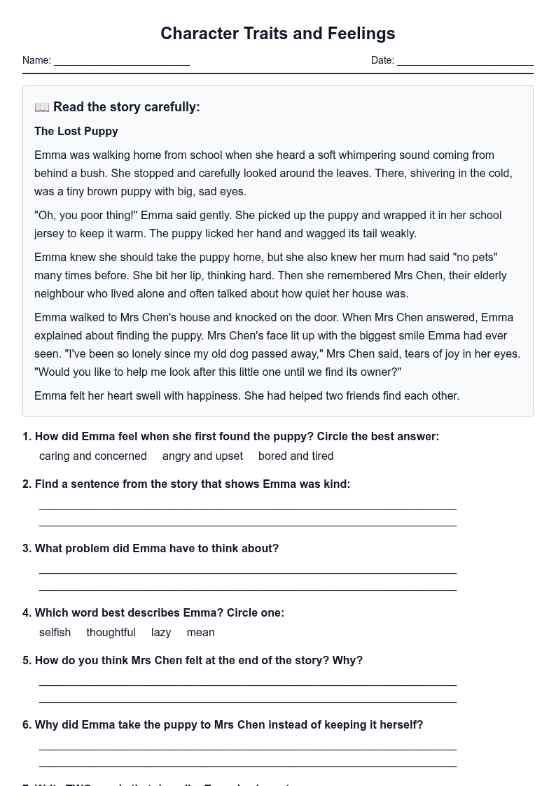 Character Traits and Feelings
