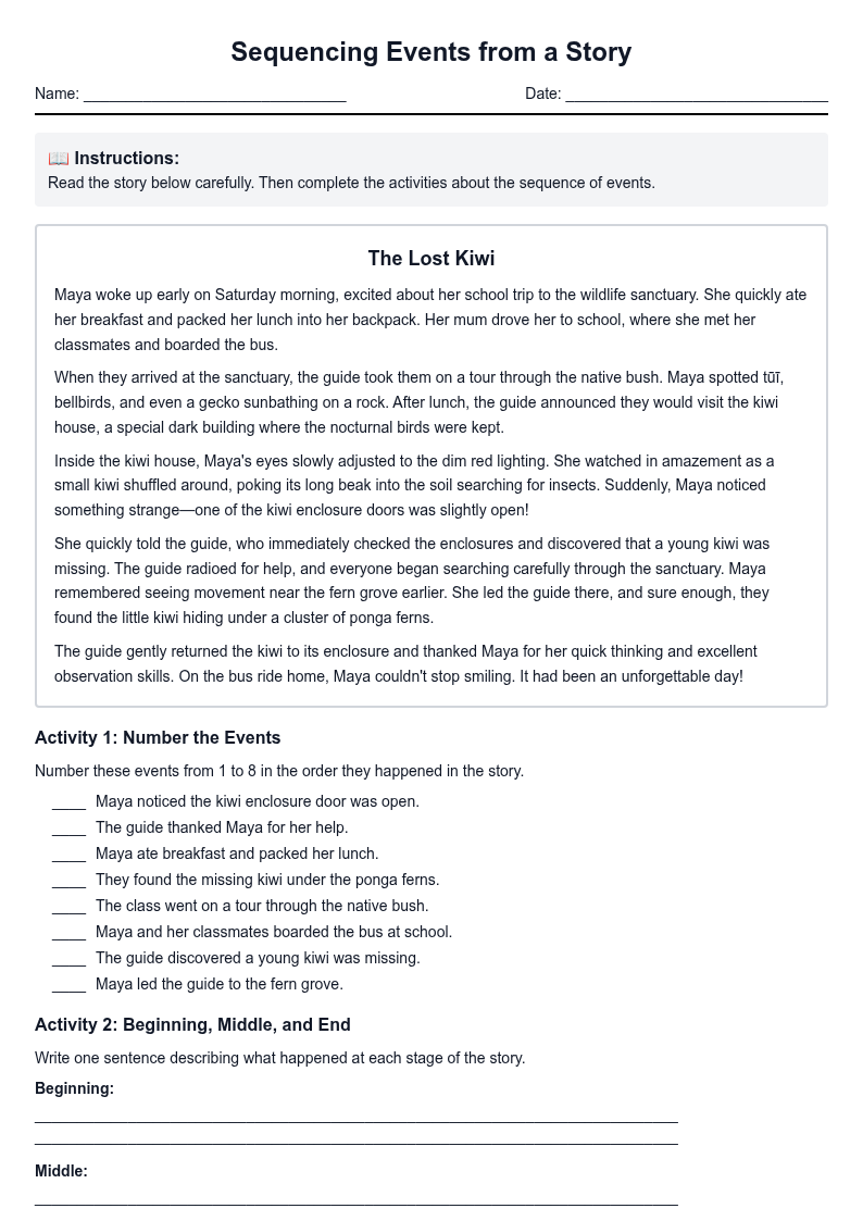 Sequencing Events from a Story