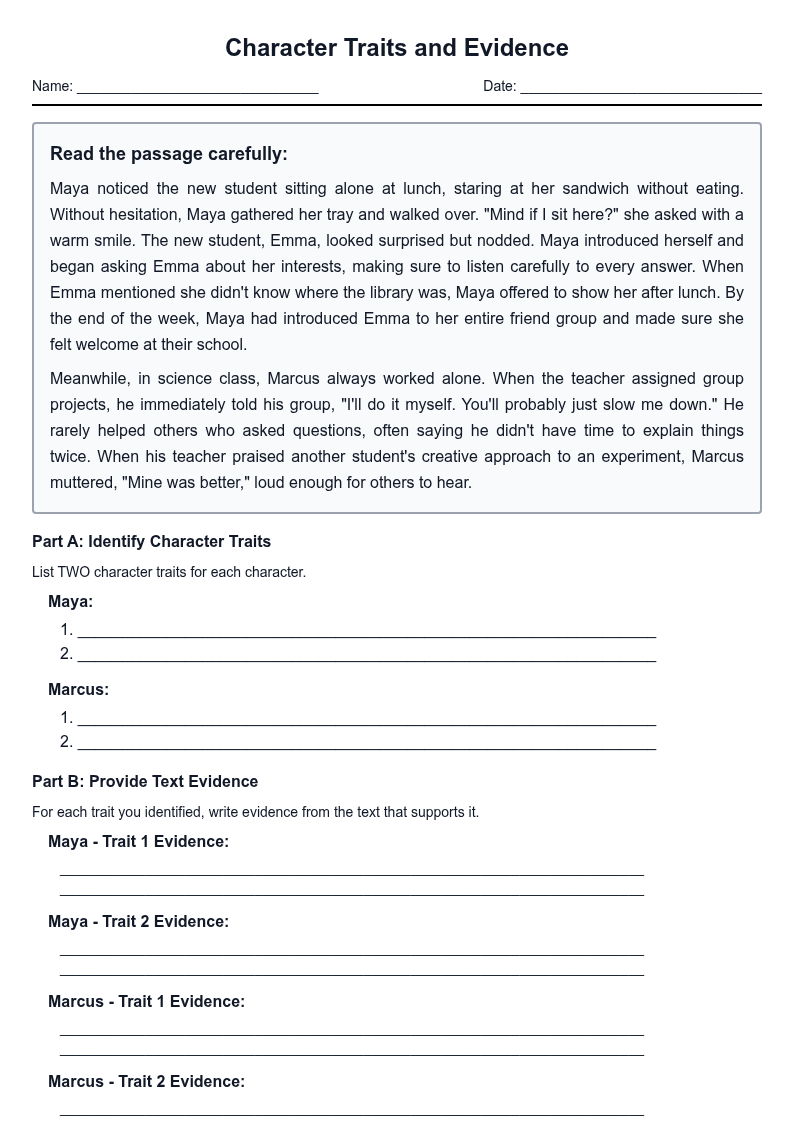 Character Traits and Evidence