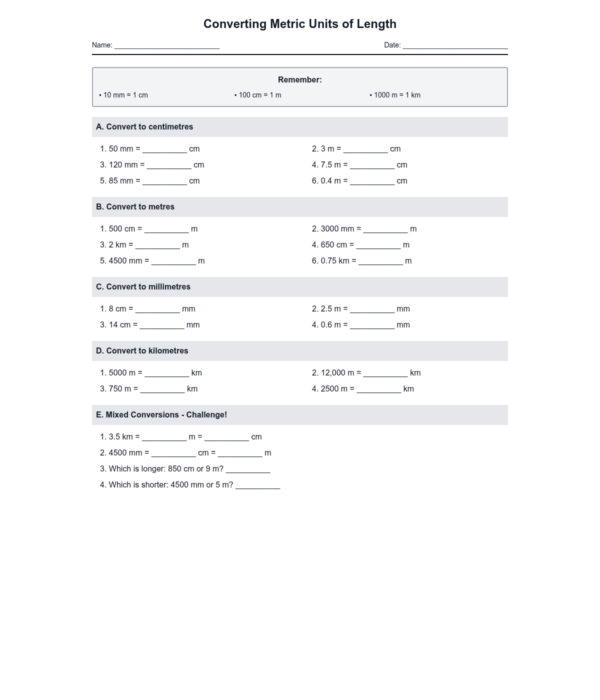 Converting Metric Units of Length