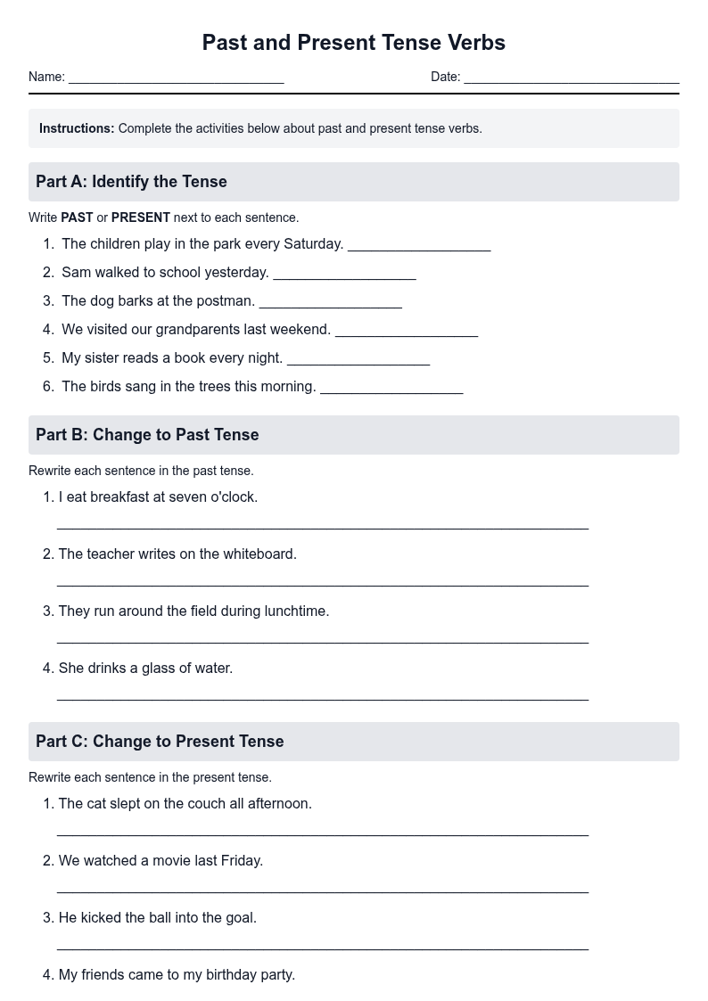 Past and Present Tense Verbs