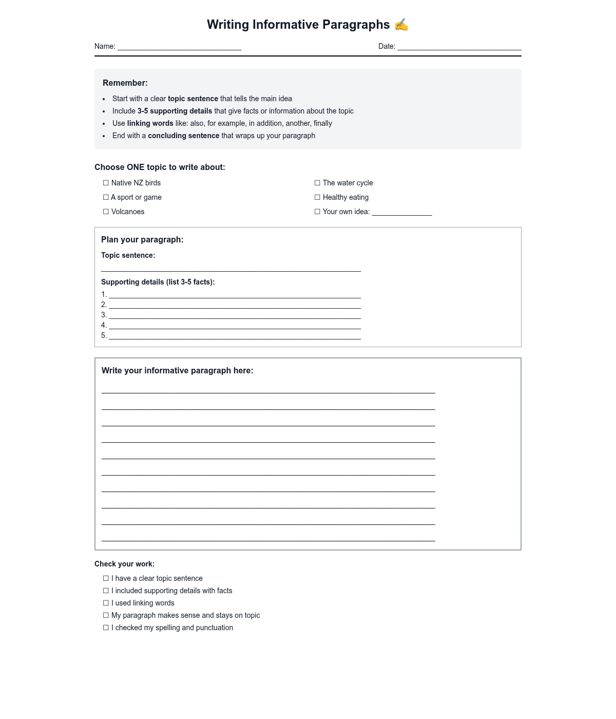 Writing Informative Paragraphs