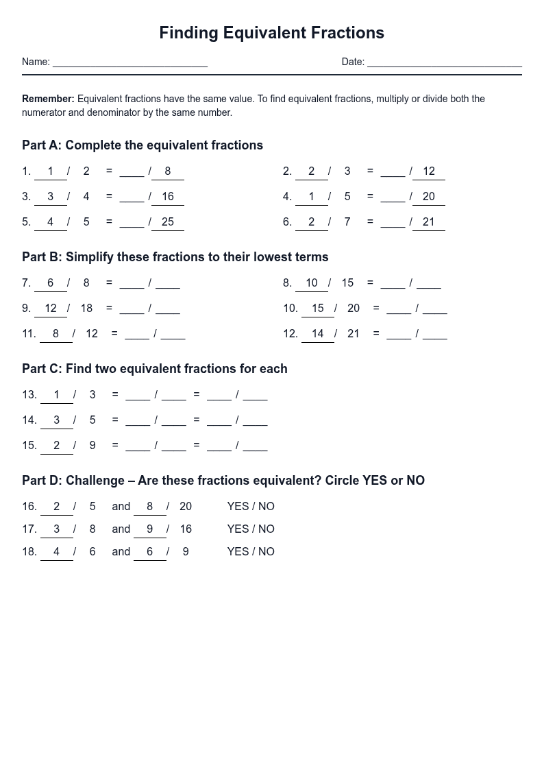 Finding Equivalent Fractions