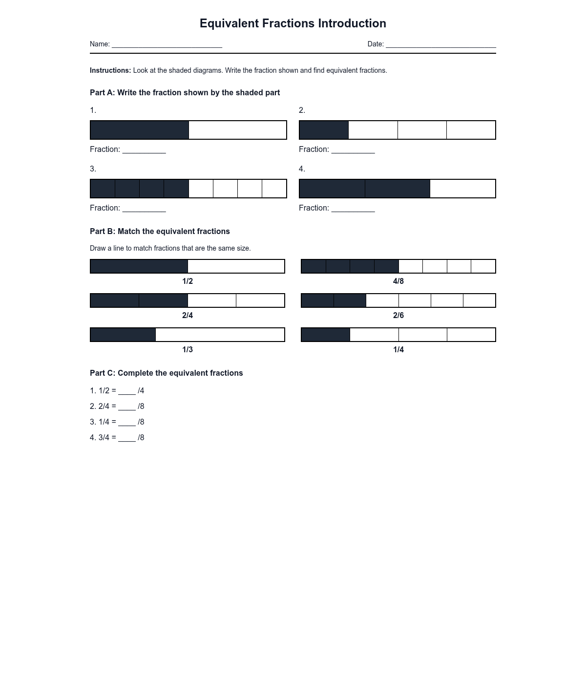 Equivalent Fractions Introduction