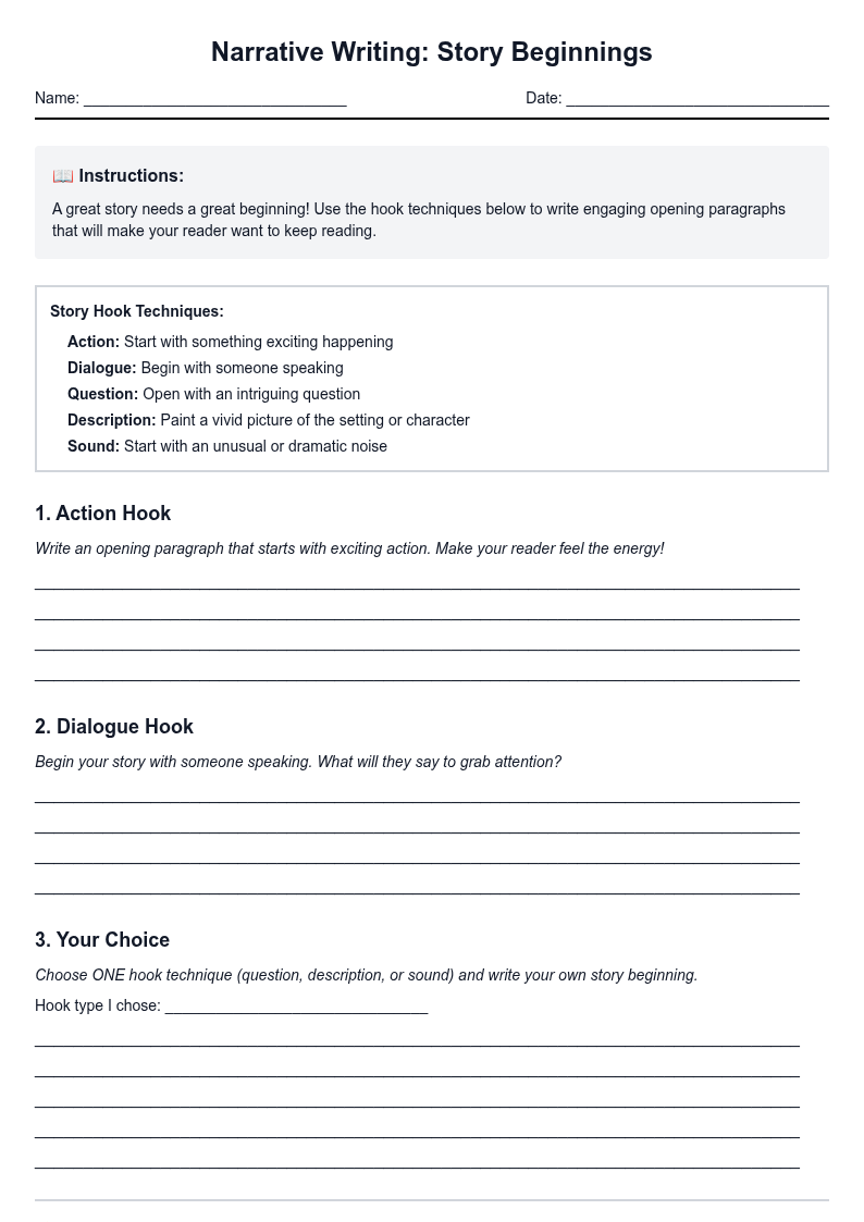 Narrative Writing: Story Beginnings