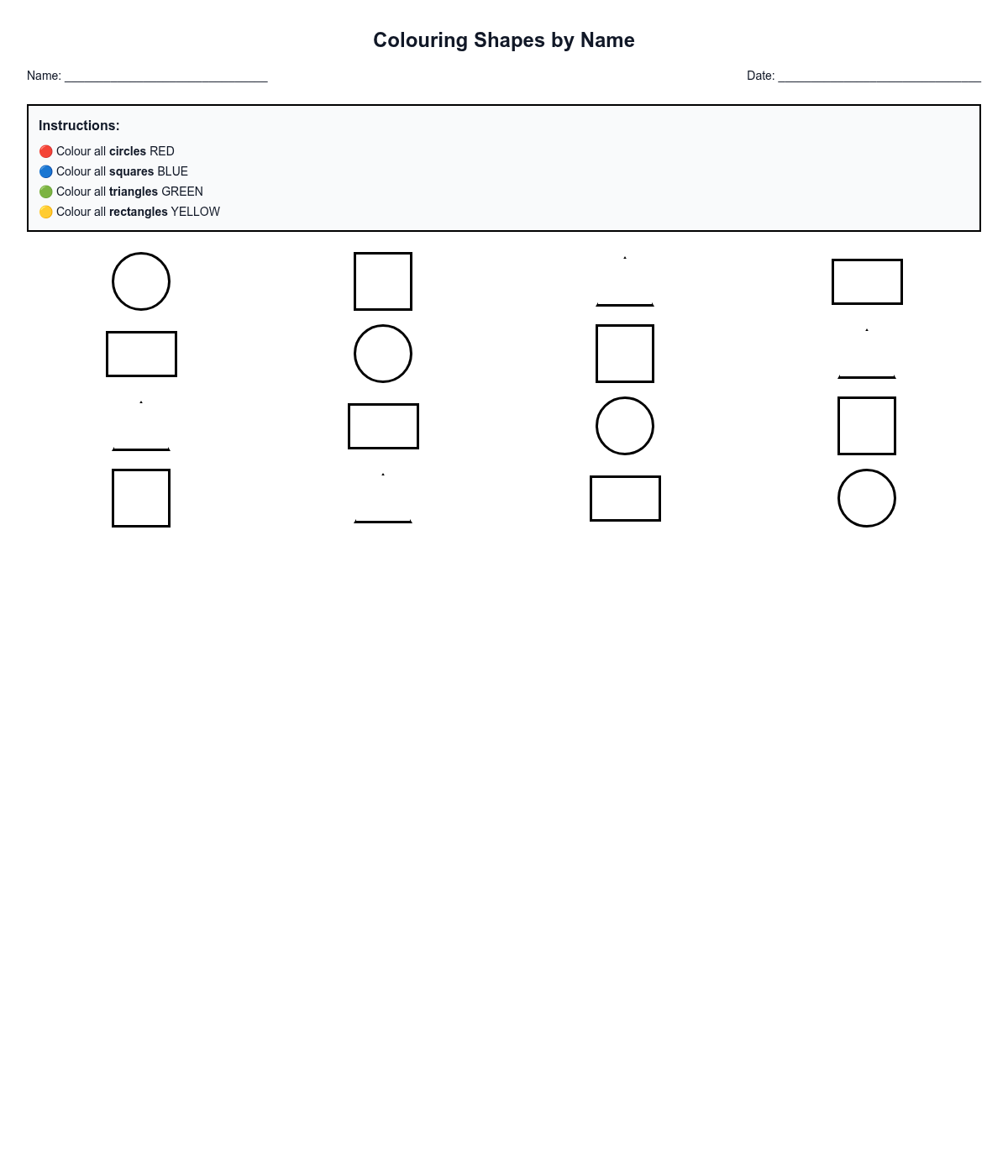 Colouring Shapes by Name