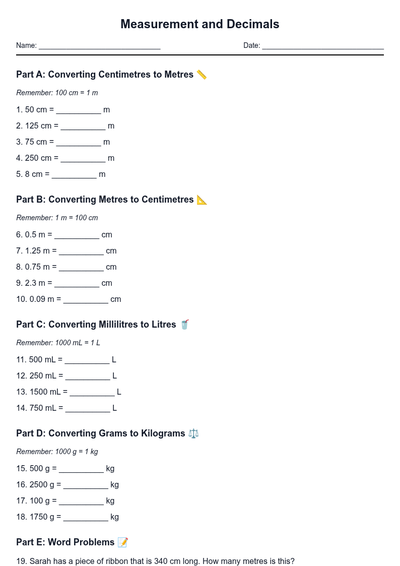 Measurement and Decimals
