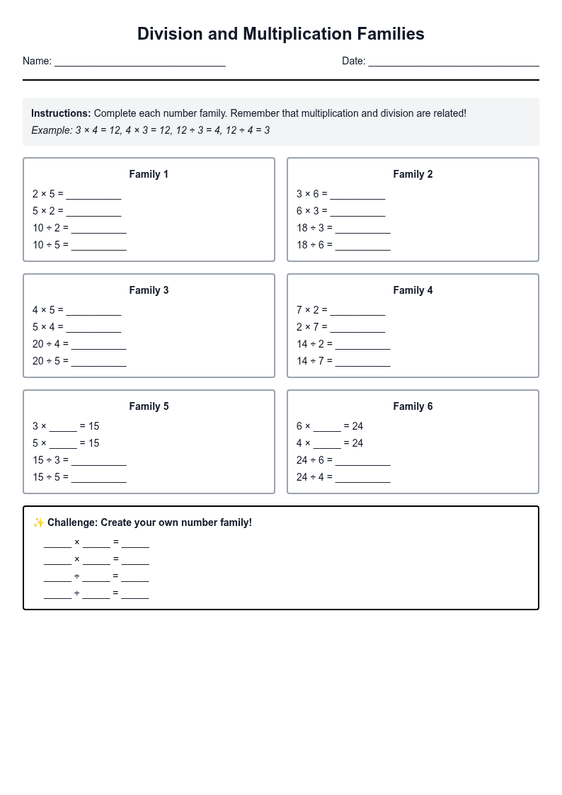 Division and Multiplication Families