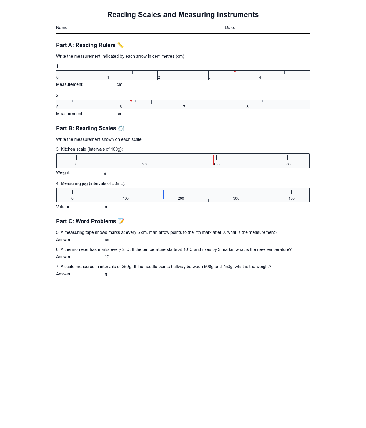 Reading Scales and Measuring Instruments