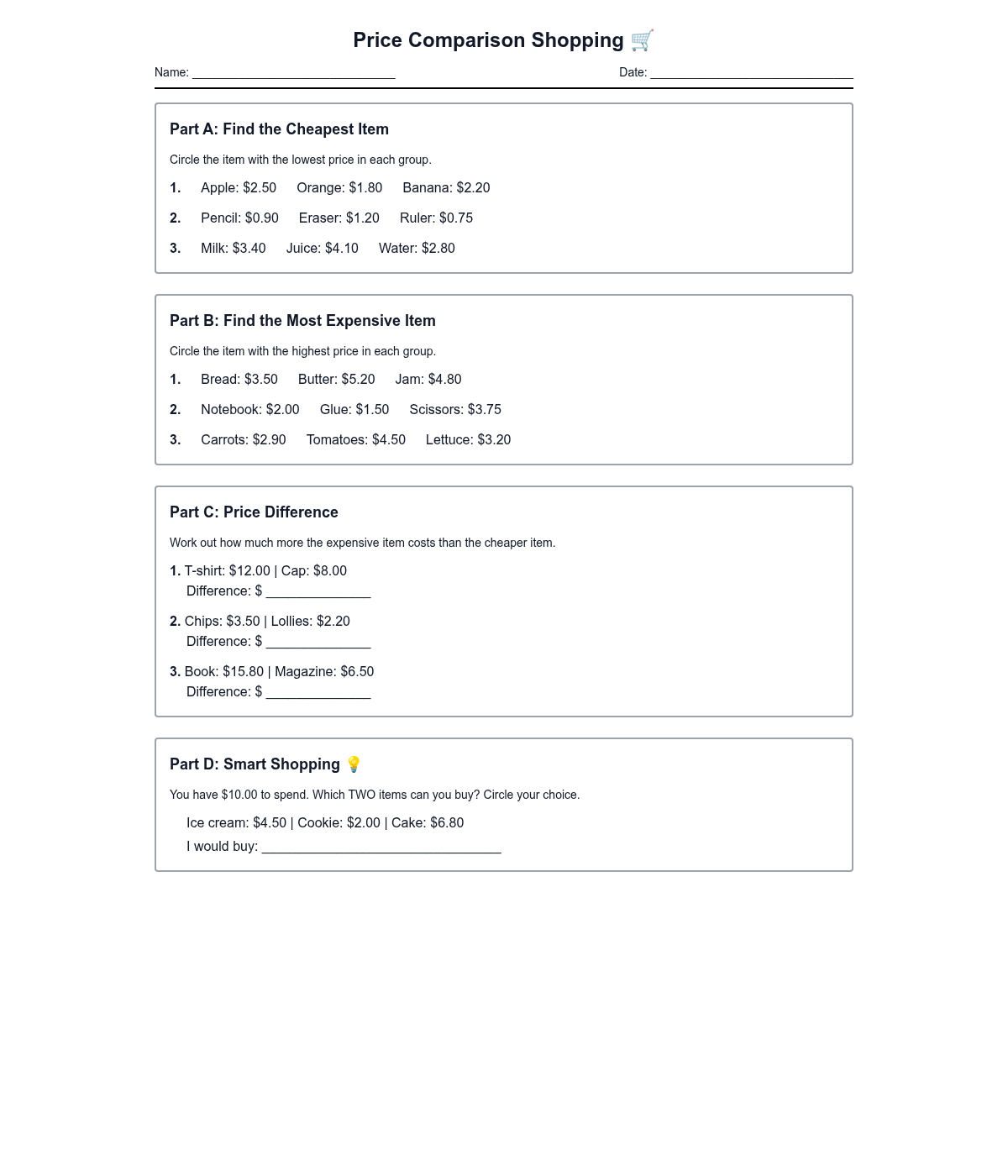 Price Comparison Shopping