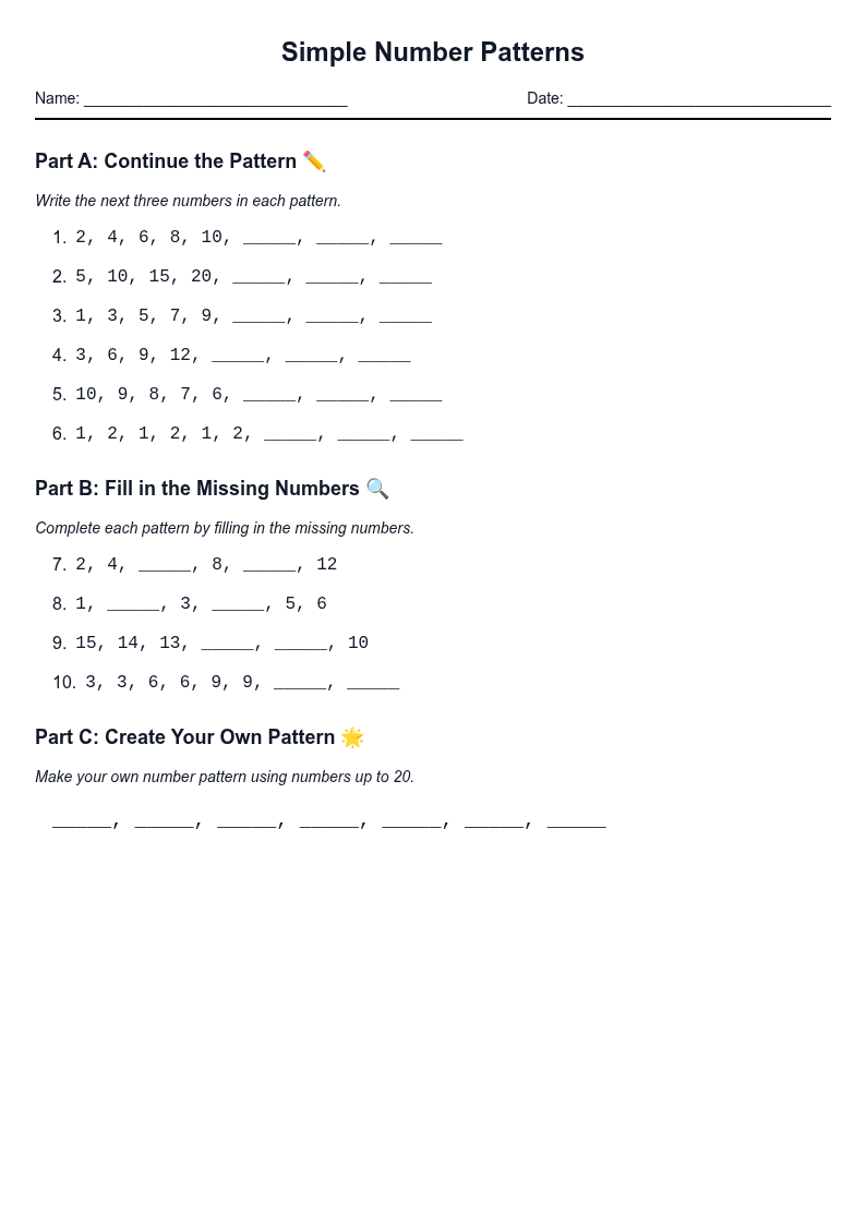Simple Number Patterns