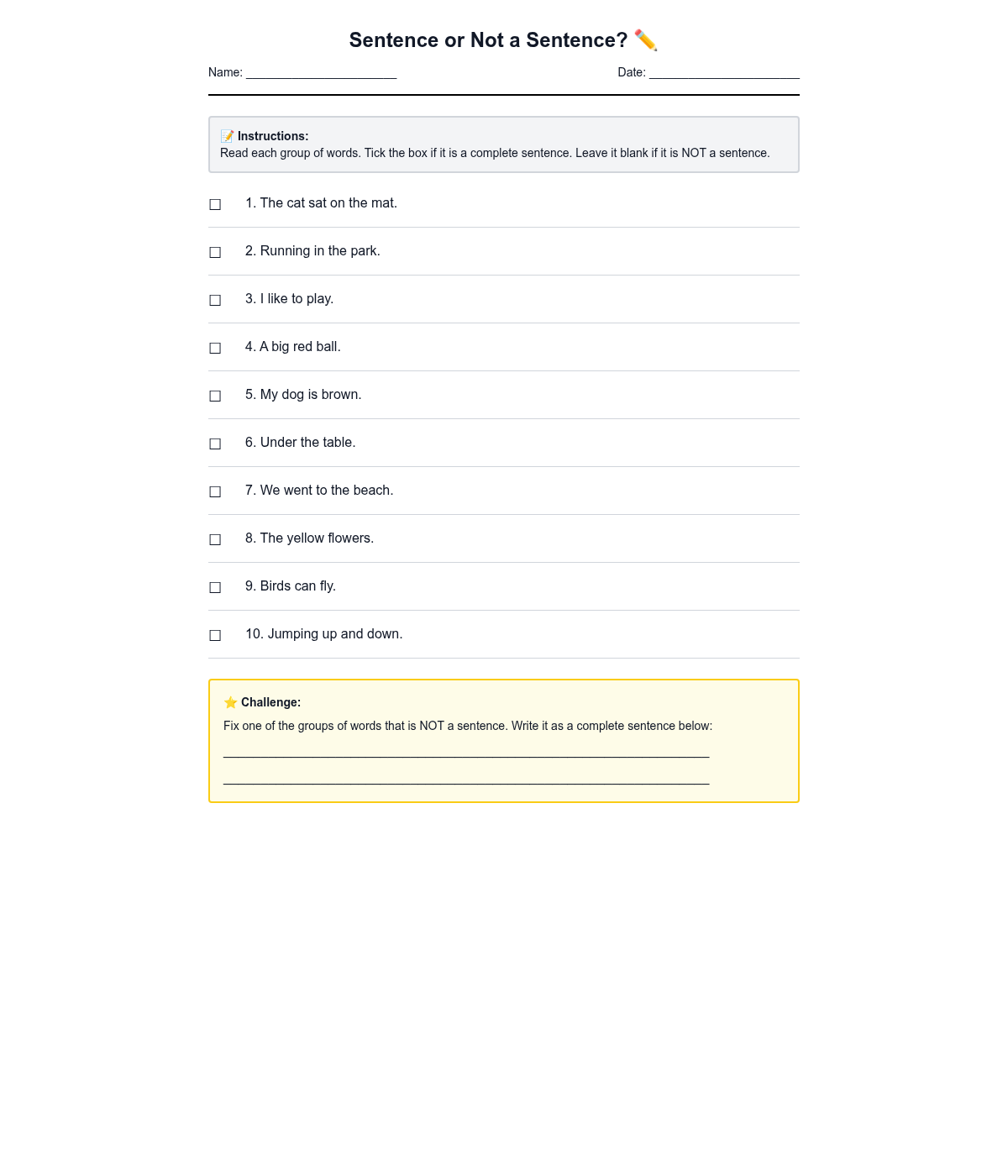 Sentence or Not a Sentence