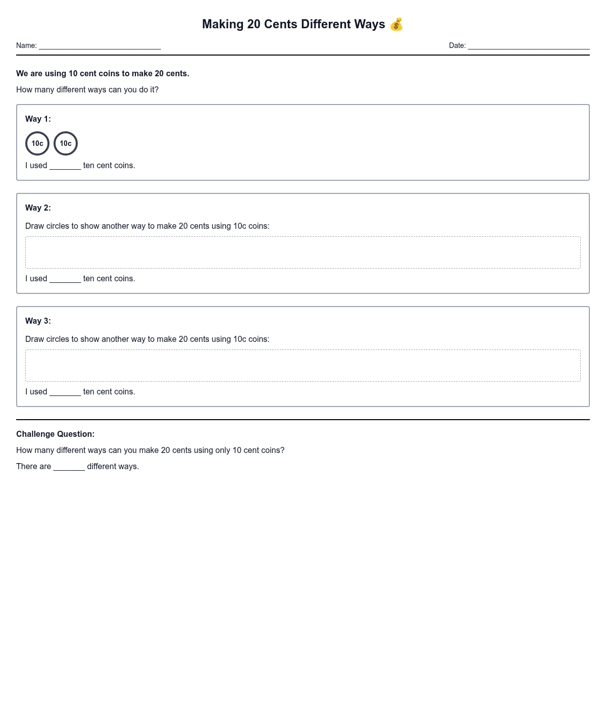 Making 20 Cents Different Ways