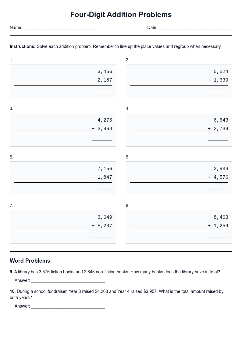 Four-Digit Addition Problems