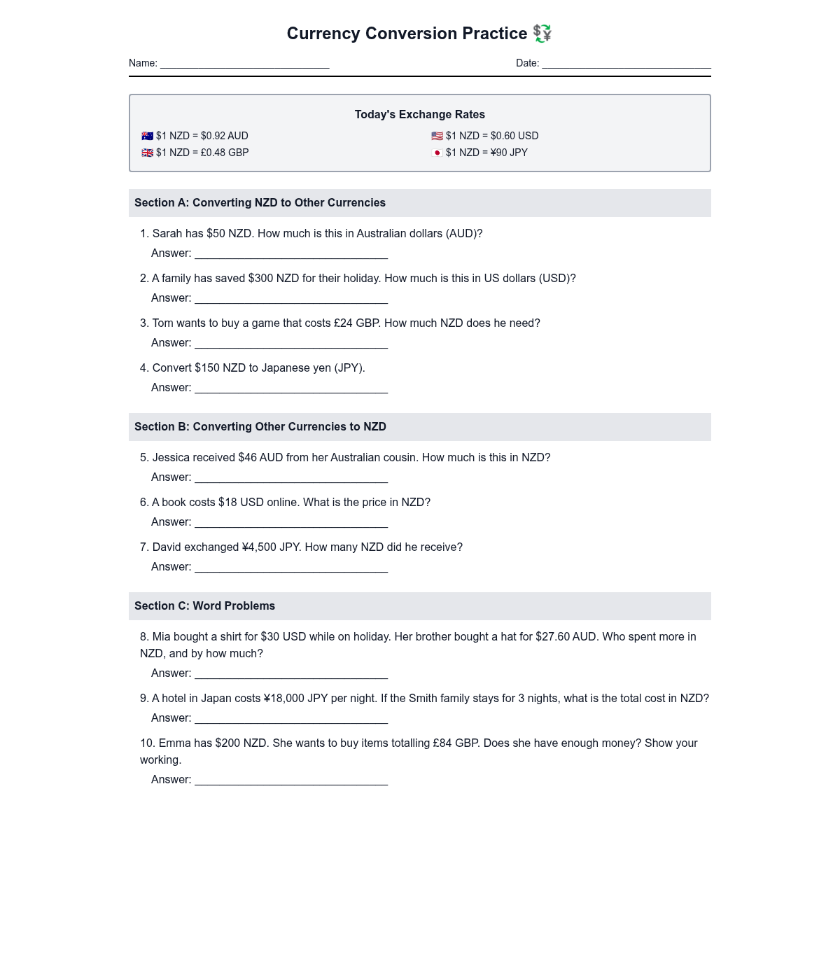 Currency Conversion Practice