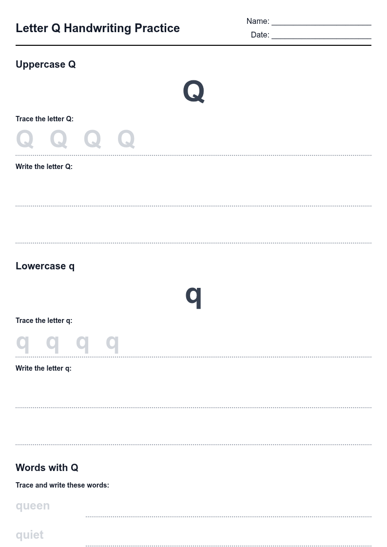 Letter Q Handwriting Practice