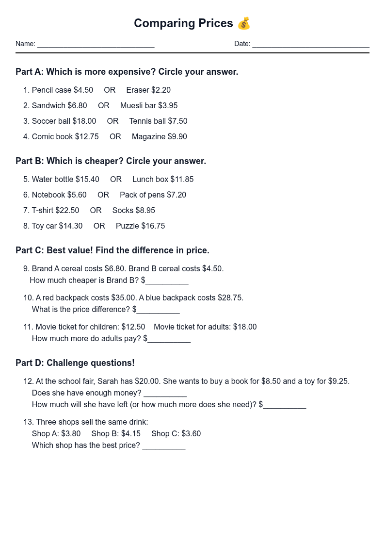 Comparing Prices
