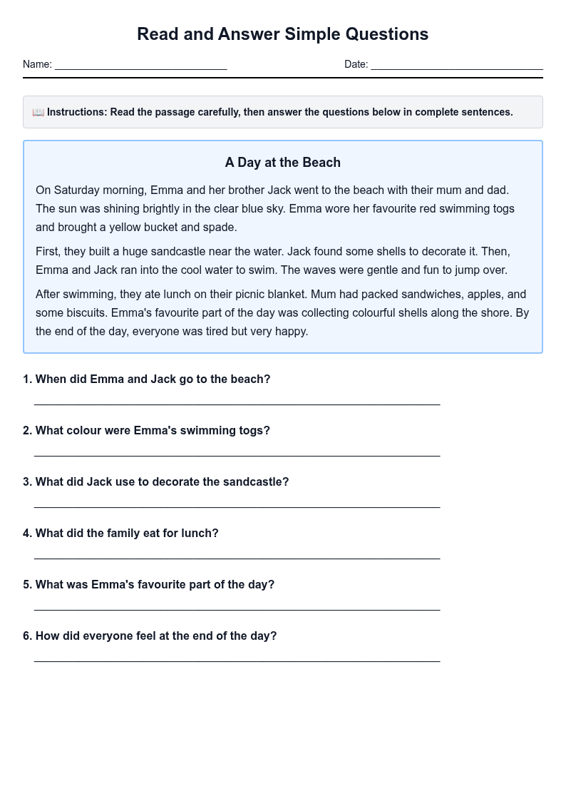 Read and Answer Simple Questions