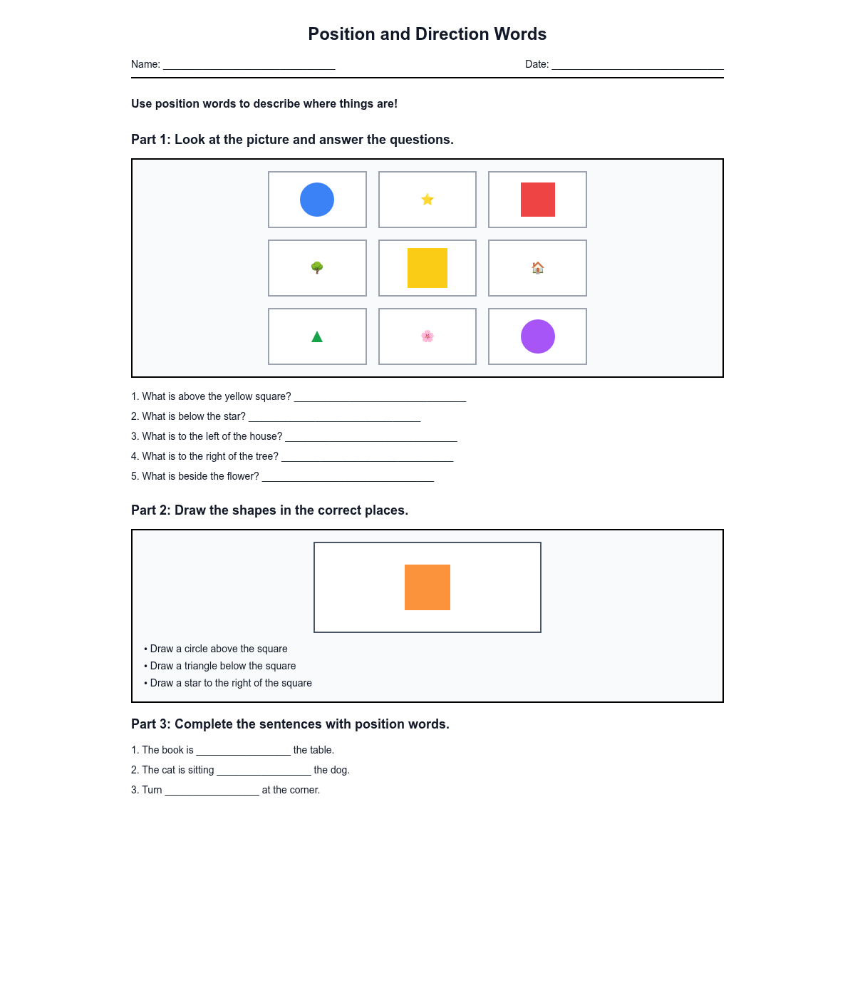 Position and Direction Words